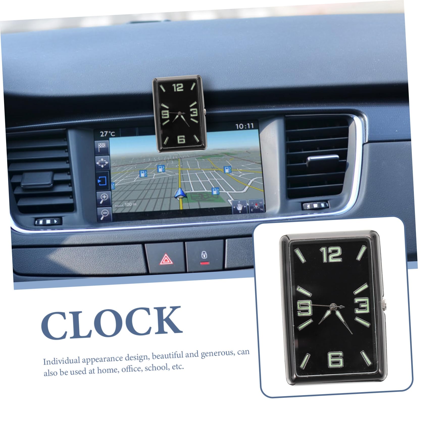 Reloj Analógico para Coche y Cuadrado con Diseño Sencillo para Salpicadero y Oficina Fácil Instalación y Visualización Clara