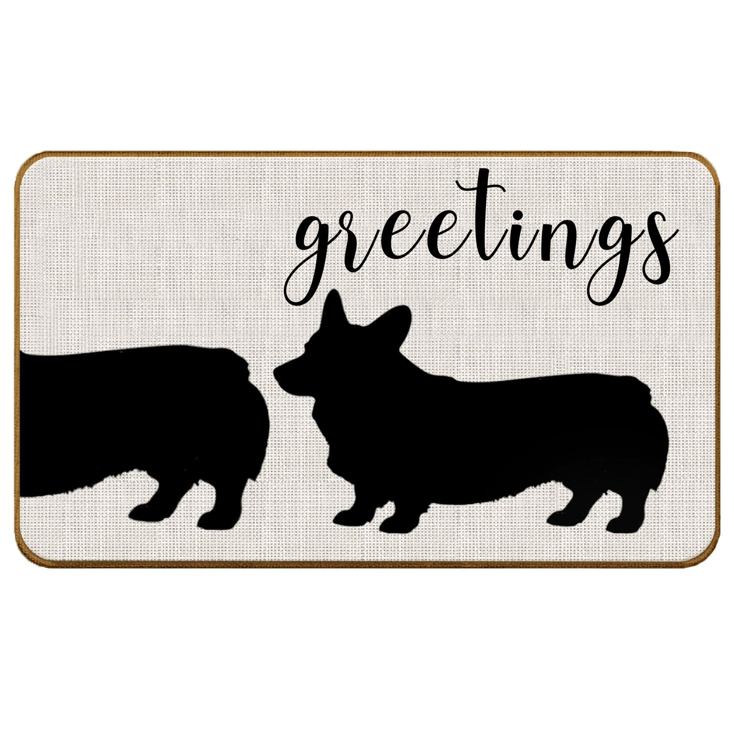 SkipTiger Corgi Gifts Non-Slip Door Mat, Corgi Greetings Doormat Outdoor Indoor Entrance Porch, Funny Dog Welcome Mat for Front Door, 17x30 Inch