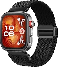 [KEYSJEFF] 適用するHuawei Watch Fit 4 Pro/Fit 4/Fit 3対応のナイロン製腕時計バンド、磁気バックル付き、調整可能な腕時計ベルト、ナイロン編みの交換ベルト 柔らかい 通気性、クイックリリース式交換用スポーツリストバンド