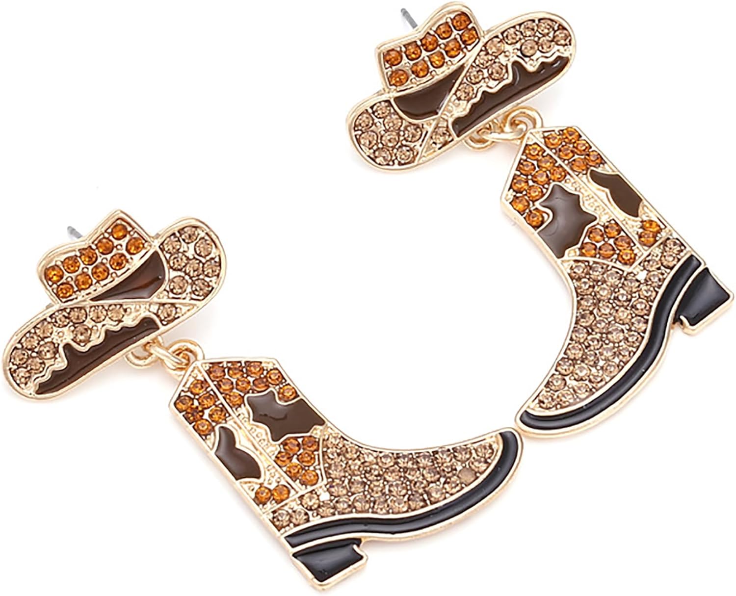 Rhinestone Western Boots Dangle Drop Earrings for Women, Boho Cowgirl Cowboy Enamel Hat Boot Earrings Country Concert Party Outfits Jewelry Gift - Image 3