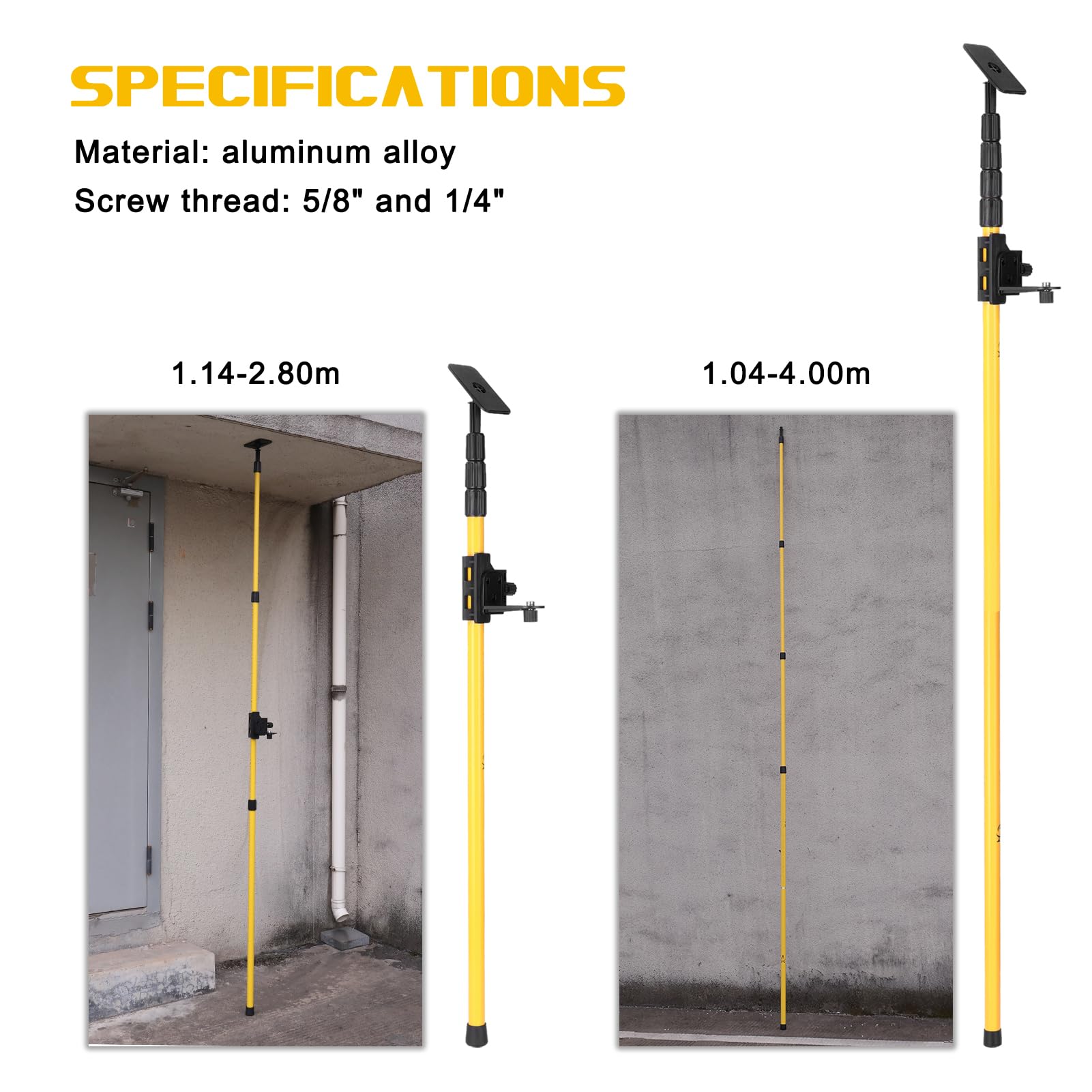 ACAGALA Barra telescópica para nivelador de línea, aleación de aluminio, soporte de soporte para plataforma elevadora ajustable, soporte para nivel láser de 1/4'' y 5/8 ''