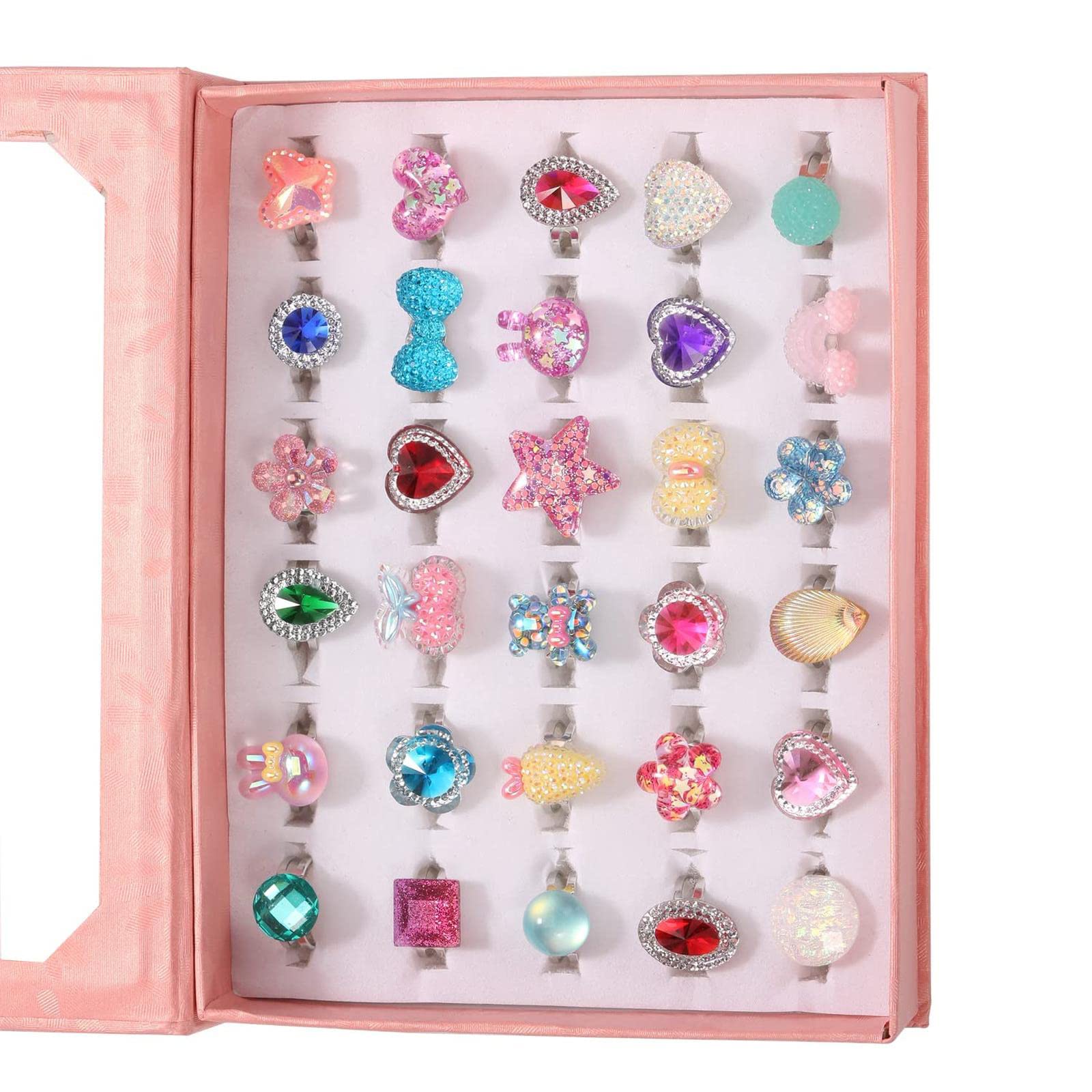 Amazon.co.jp: 30個 かわいいジュエリー指輪セット おもちゃ 女の子