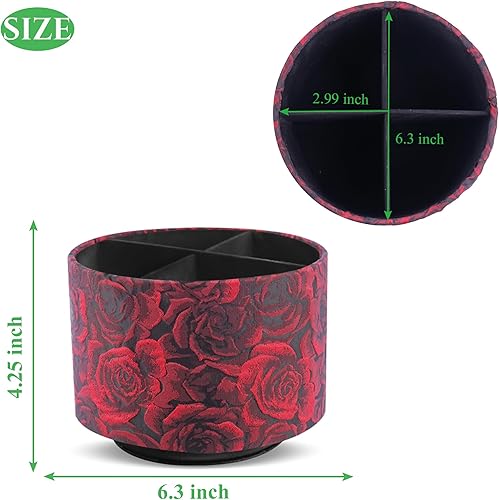 Miniatura 2 de QIELIZI Organizador redondo de cuero para suministros de arte, soporte para control remoto, rotación de 360 grados, soporte multifuncional para