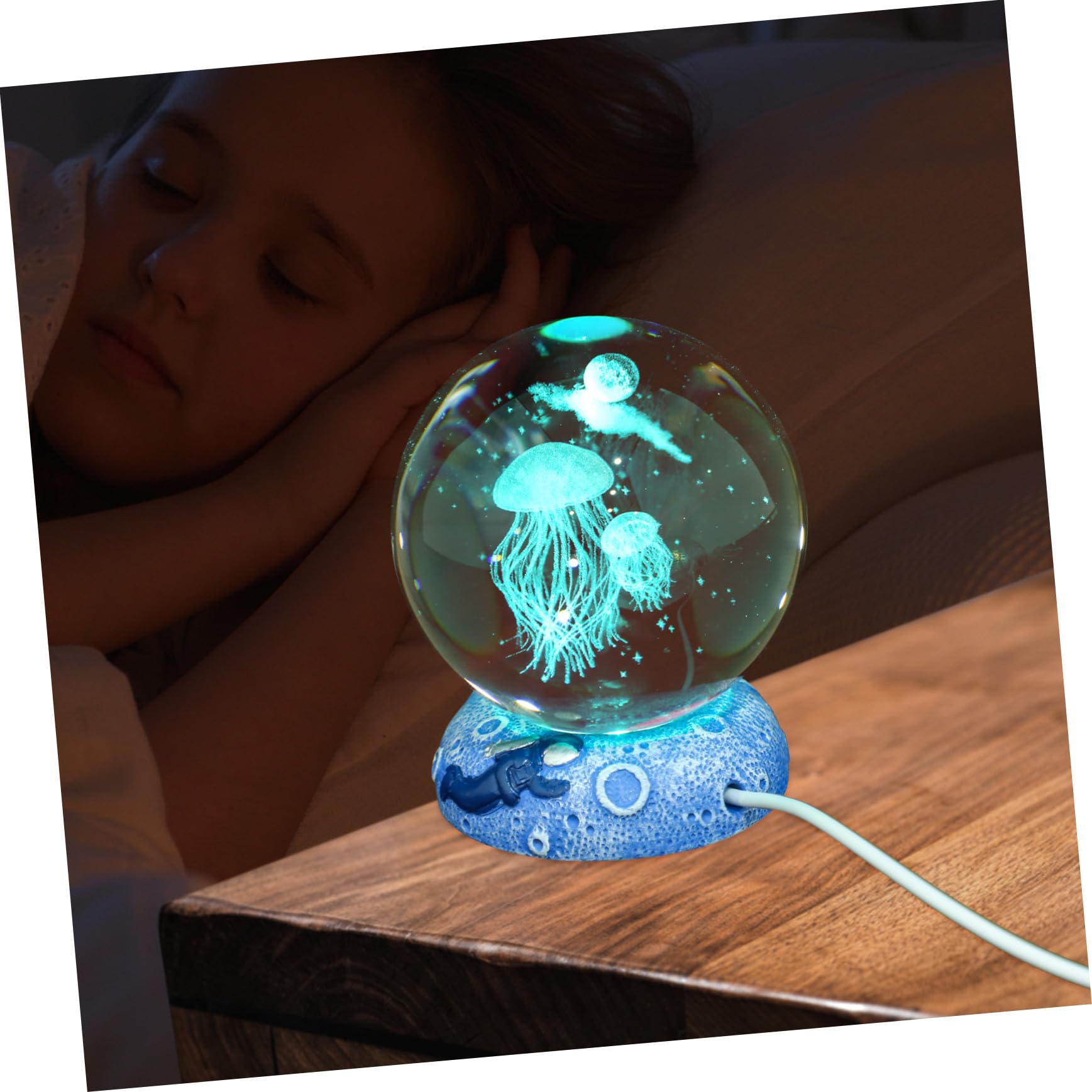 Lampada Sfera di Cristallo 3d Illuminazione a LED Usb, Luce Notturna Portatile a Cambiamento Graduale di Colore per Camera da Letto Elegante e Leggera