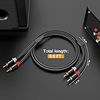 Vista 7 de HOSONGIN Cables RCA de 6.6 pies, paquete de 2 [sonido de alta fidelidad, trenzado de nailon, blindado], cable auxiliar de audio estéreo RCA de 2