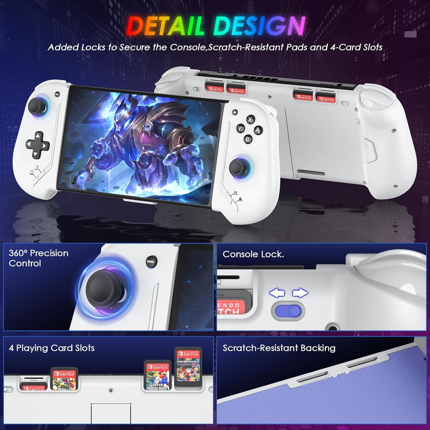 JORREP Switch Controllers for Nintendo Switch/OLED, Hall Effect One-Piece Joypad, RGB Handheld Wireless Pro Controller,Hall joystick/Turbo Controller / 4 Vibration Levels/Motion - Image 9