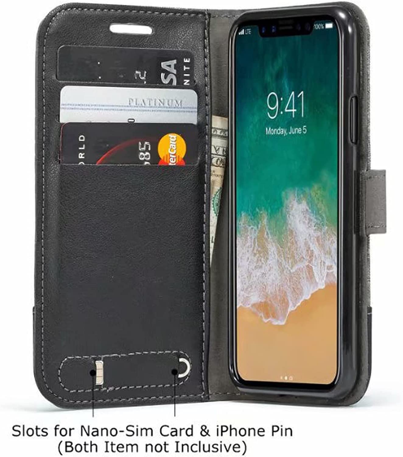 Etui portfelowe na iPhone'a 13/13 Mini/13 Pro/13 Pro Max, z blokadą RFID stojakiem do oglądania kart kredytowych odporne na wstrząsy magnetyczne zamknięcie TPU (kolor: srebrny, rozmiar: 13pro 6,1 cala)