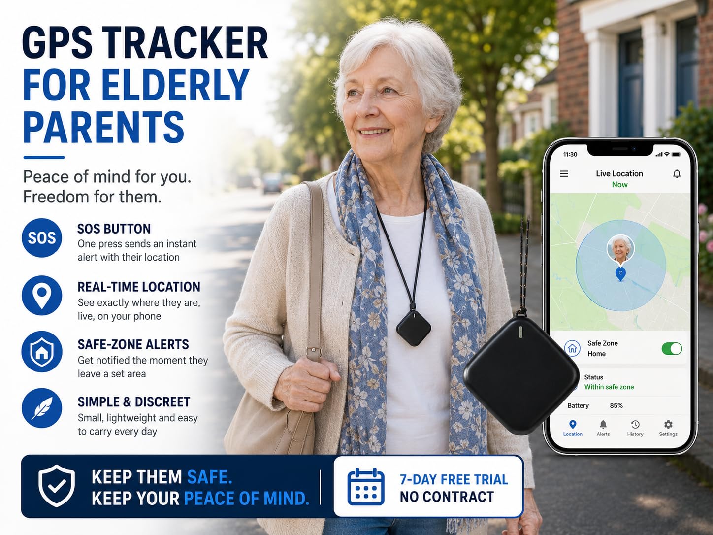 Rastreador personal GPS en tiempo real, dispositivo compacto para personas