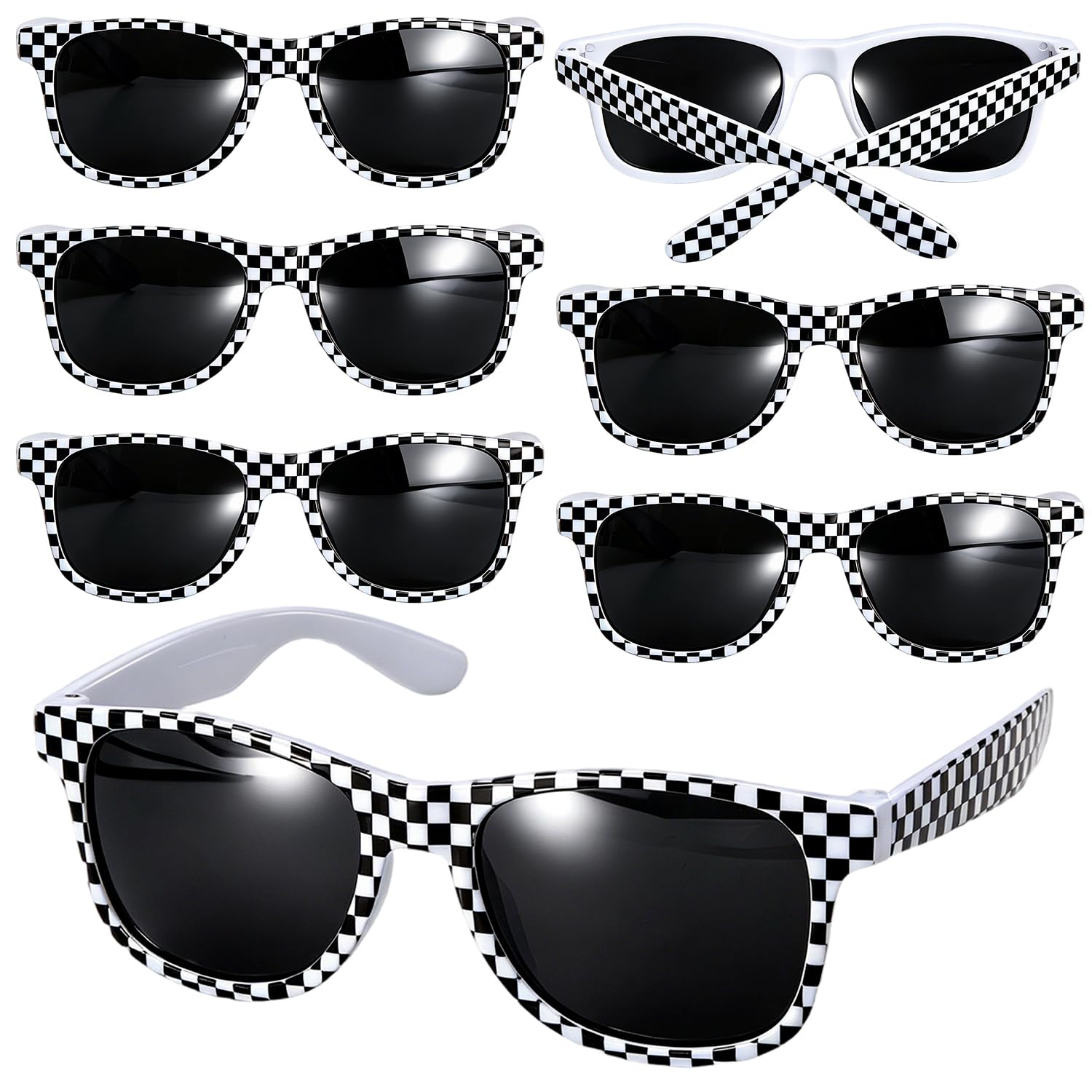 SYOZPXY 7PCS Checkered Sunglasses Bulk, Race Car Glasses