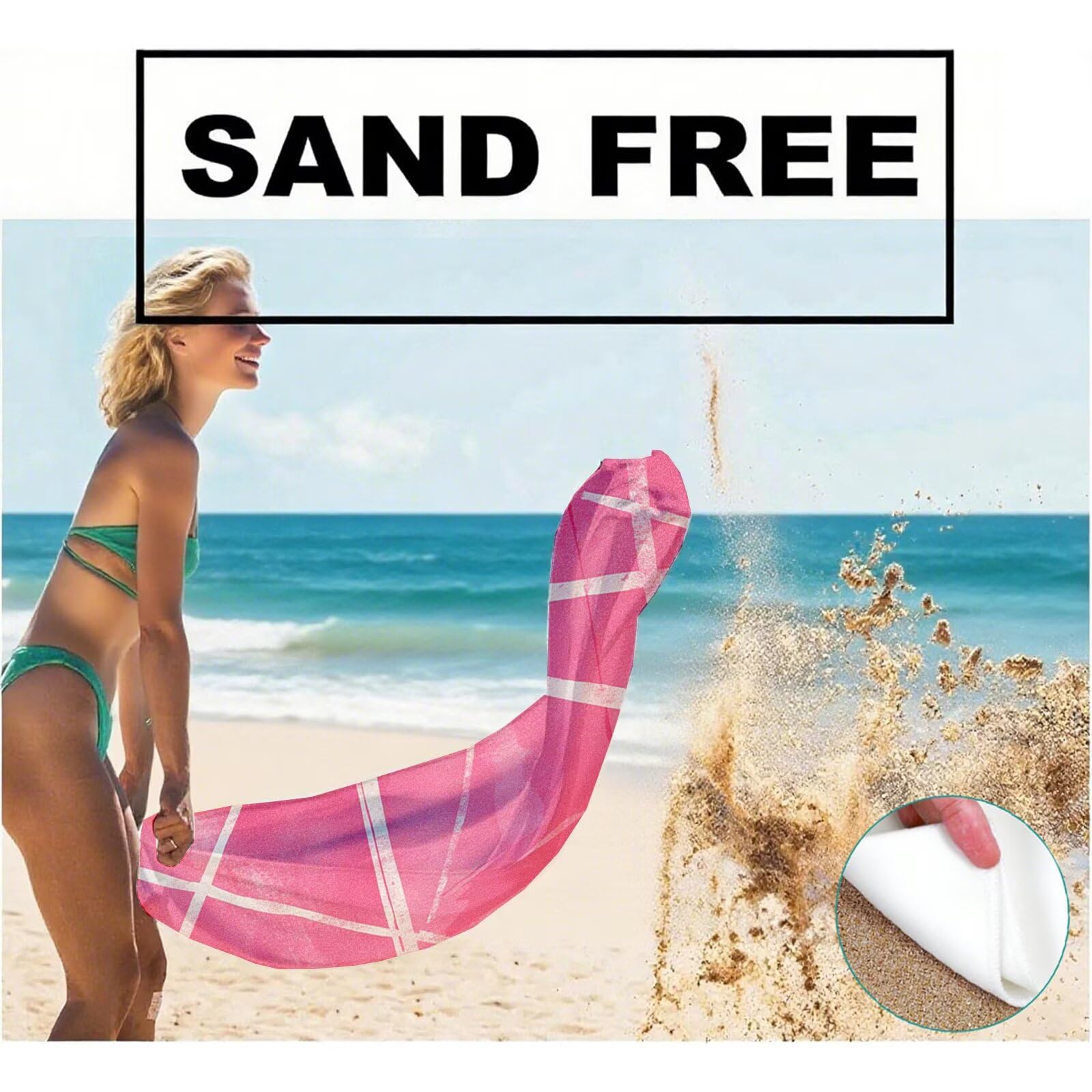 Serviette de Plage Microfibre Serviette Plage 100x220 2 Pack Séchage Rapide, Anti-Sable, Absorbante Fonction Drap de Plage XXL pour Bain, Sport, Voyages, Sauna, Piscine, Yoga, avec Sac Moderne Q-653