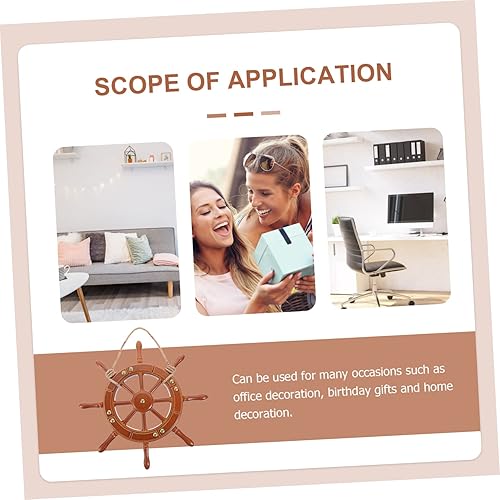 Vista 9 de Didiseaon Elegante decoración náutica de pared colgante de timón de madera adorno decorativo para el hogar