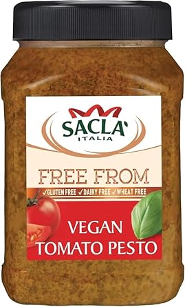 Sacla Vegan Tomato Pesto - Free From Dairy, Wheat and Gluten, Perfect with Pasta, Stuffed Tomatoes and Chickpea Salad - Made with Tomatoes, Nuts and Fragrant Basil - 950g Pack of 1