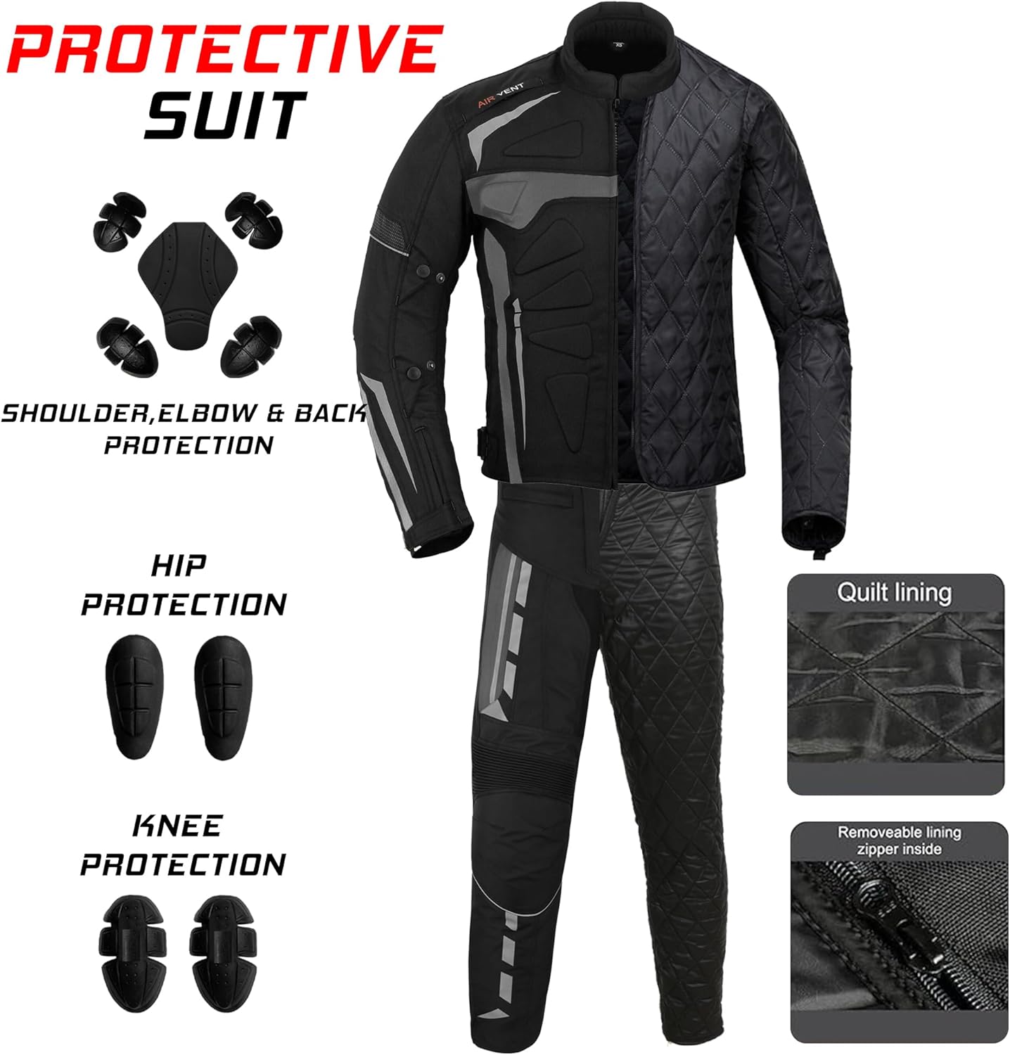Mens Motorbike Suit Waterproof Cordura Jacket with Trouser Motorcycle Biker Protection CE Approved