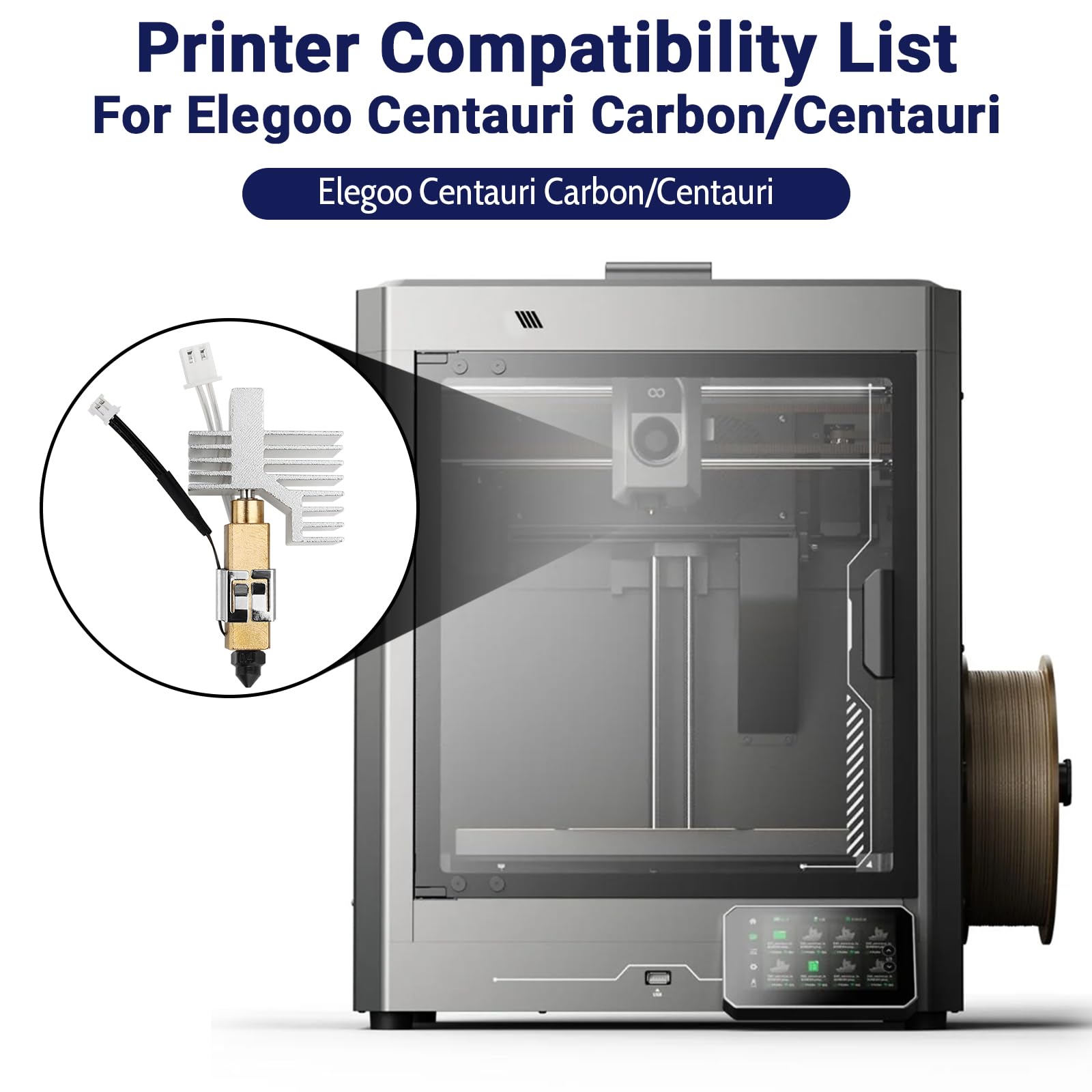 Kit de extrusora de cerámica Hotend de 0,4 mm para Centauri Carbon Print Head Extrusora con boquillas endurecidas extra de 0,2 mm, 0,4 mm y 0,6 mm, disipador de calor con cubierta de silicona extra