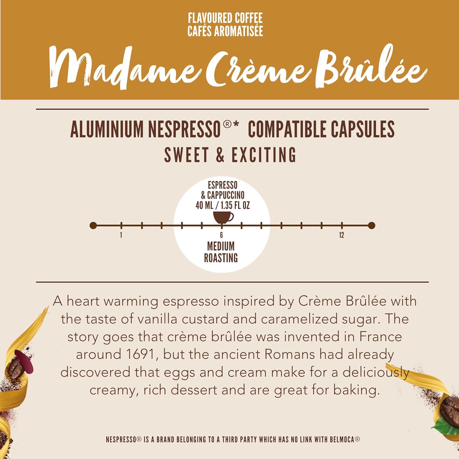 Belmio Madame Crème Brûlée Espresso Coffee Pods – Medium Roast – Creamy & Sweet - Nespresso Original Line Compatible – 10 Count (Pack of 10)