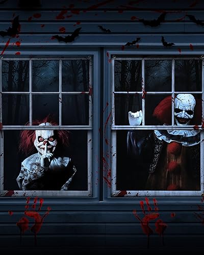 Miniatura 8 de Paquete de 2 cubiertas de puerta de ventana de Halloween, hermana, fantasma, decoración de Halloween, decoraciones de fiesta C-2 paquete,A-2