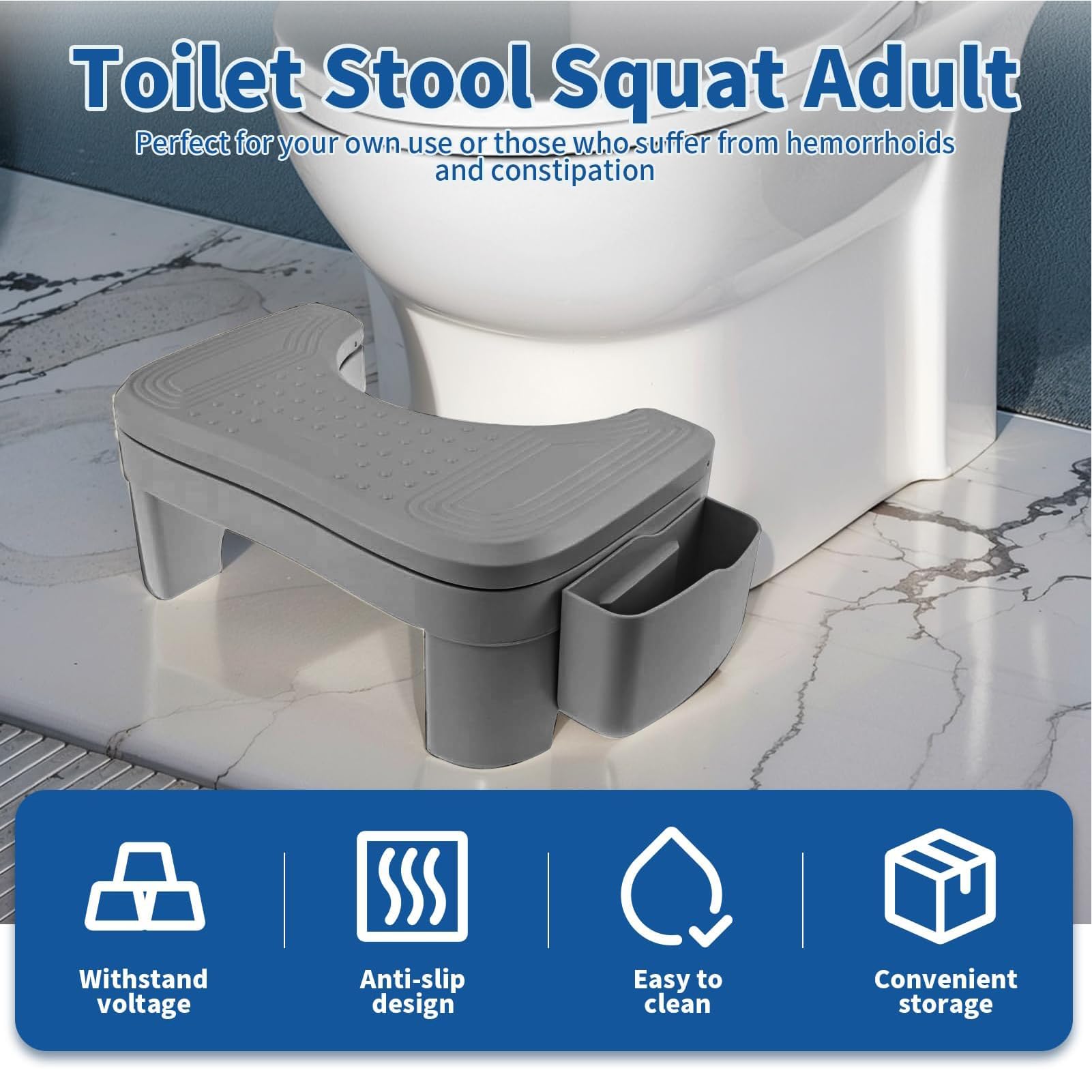 Sgabello portatile per rifiuti di cani per WC, sgabello da bagno con scatola portaoggetti, sgabello essenziale per una facile pulizia e igiene degli animali domestici