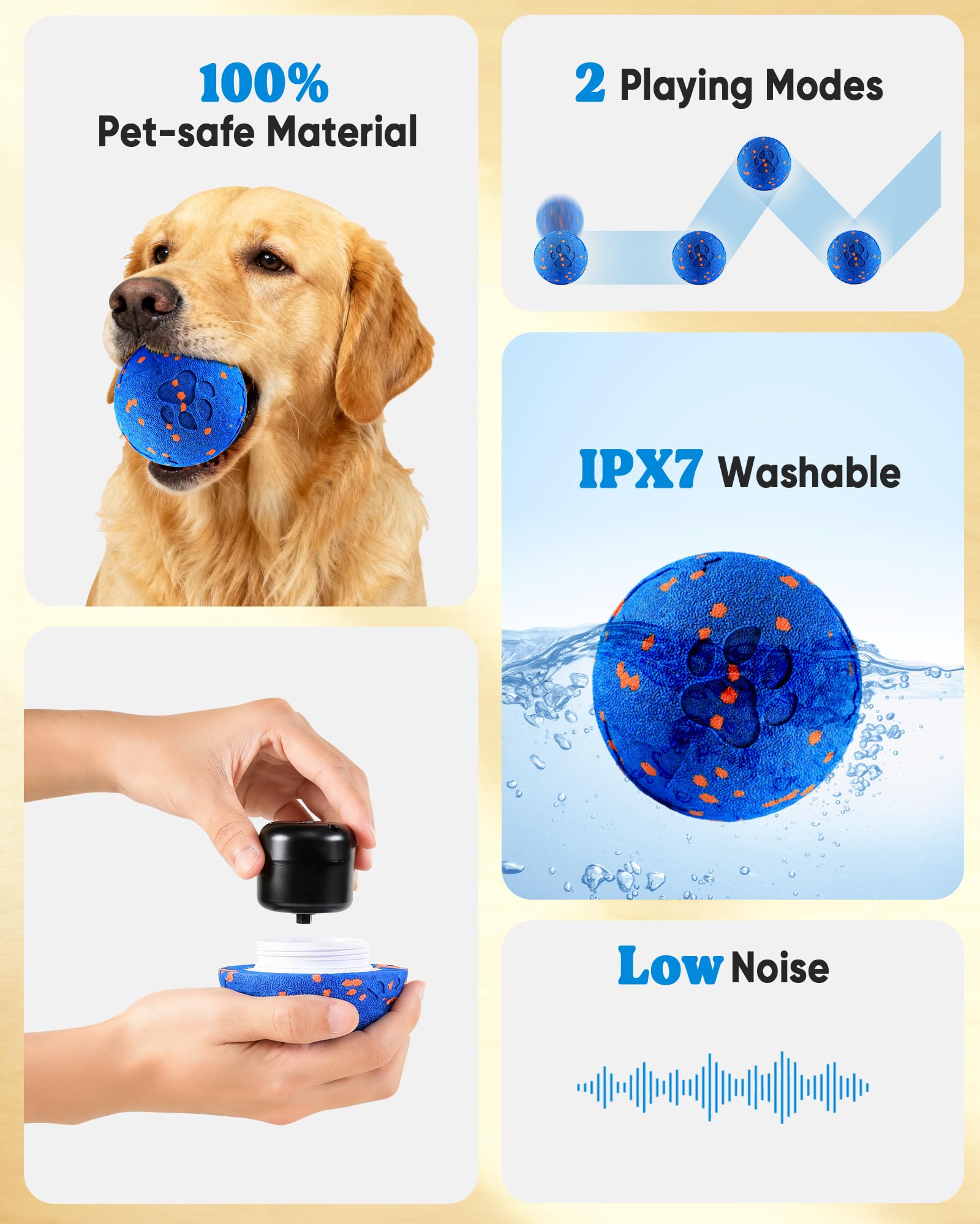Juguete interactivo inteligente para perros, rotación automática, juguetes masticables rebotantes, material E-TPU, IPX7 impermeable, bola rodante activa para perros medianos y grandes, los mantiene