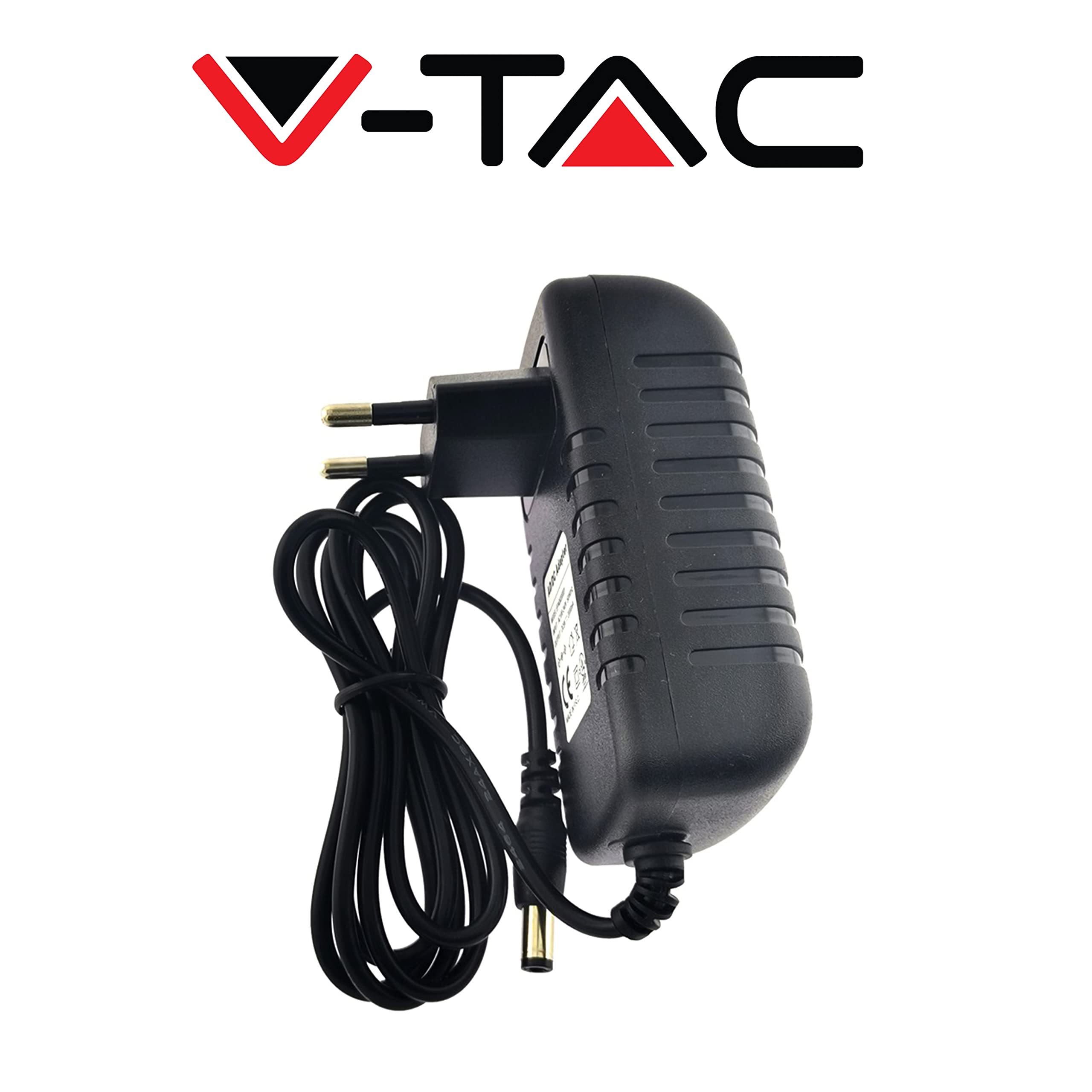 V-TAC Zasilacz 12 V 30 W 2,5 A do kamer, taśmy LED, modem - Adapter transformatora 12 V z wtyczką domową do ekranów i urządzeń elektronicznych - Wejście AC 100-240 V 50/60 Hz, czarny