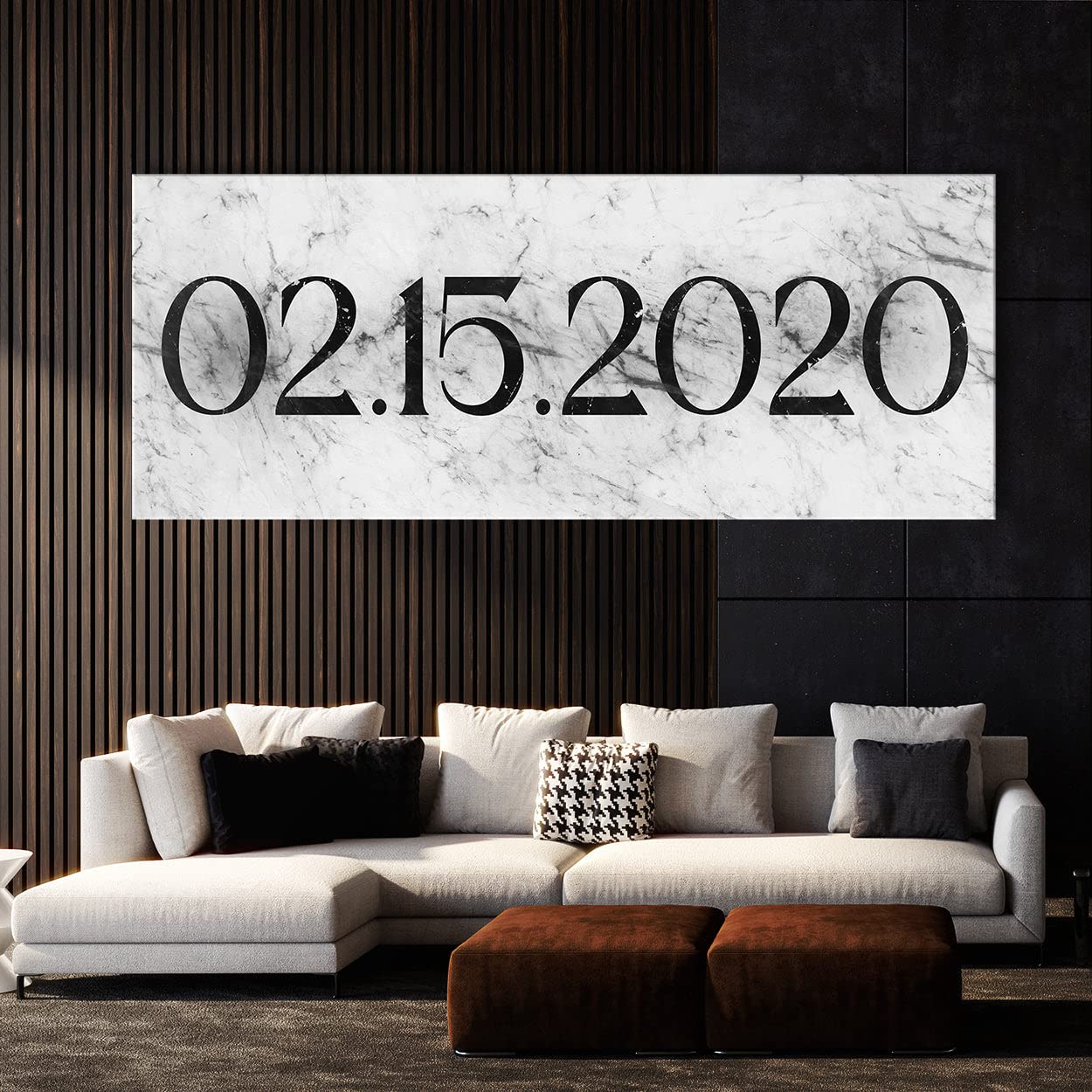 Cartel personalizado de mármol blanco con fecha de aniversario, lienzo personalizado, decoración del hogar, póster de pared, pintura pequeña de 20 x 8 pulgadas, lienzo de sentido