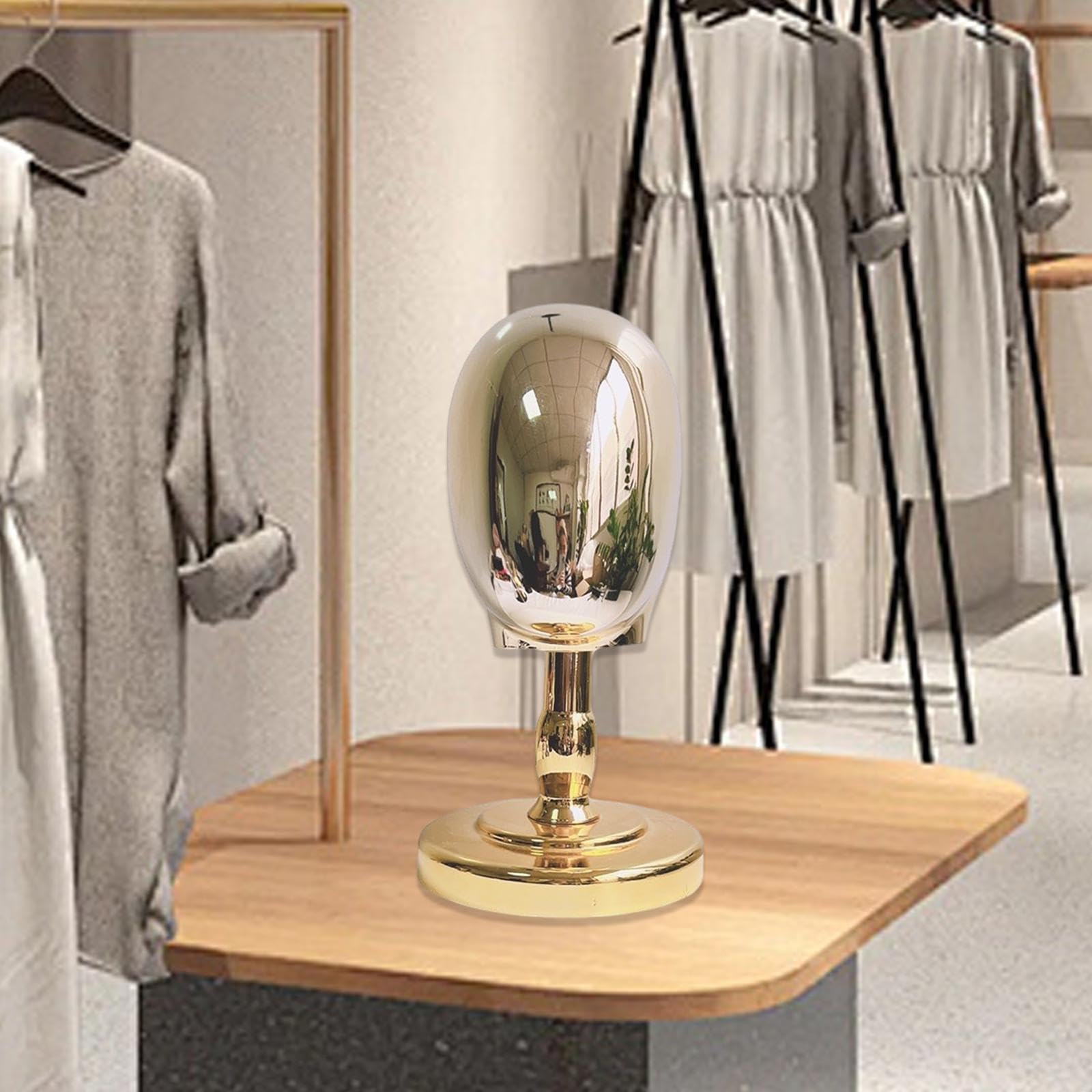 Manichino Testa per Parrucche Stand Cappelli con Base Separabile Realizzato in Pp Adatto a Mostre Donazioni Decorazioni Interne, oro