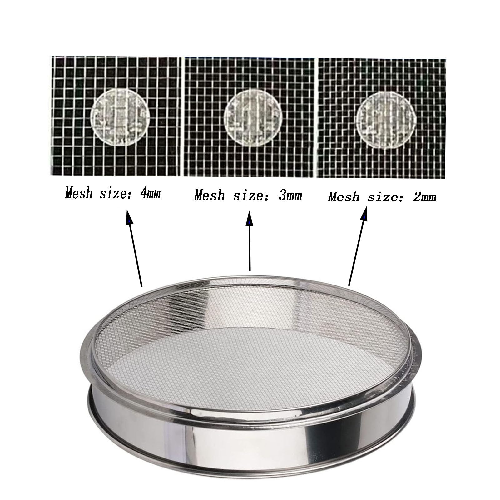 Edelstahl Prüfsieb 200mm - Laborsieb Für Bodenanalyse Mit 1-30mm Maschen