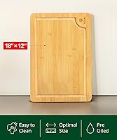 Vista 4 de ROYAL CRAFT WOOD Tablas de Cortar de Madera para Preparación de Comidas y Servir en la Cocina - Tabla de Servir de Madera de Bambú con Ranura