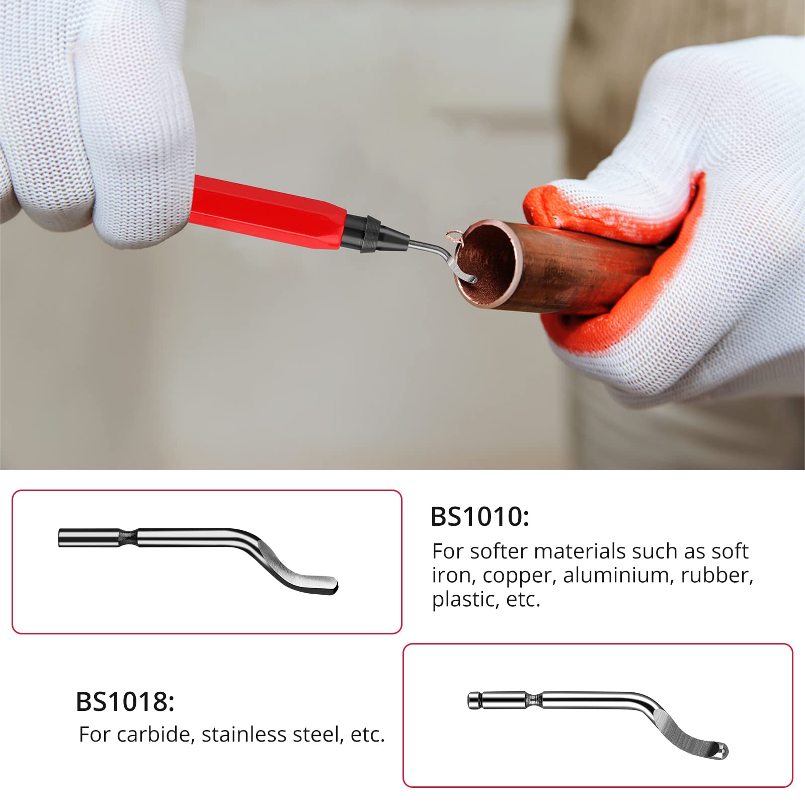 XUNTOP Stylo Ébavureur 360° Avec 10 Lames De Rechange – Outil Anti-Bavure Métal Aluminium Plastique Cuivre – Poignée Moletée