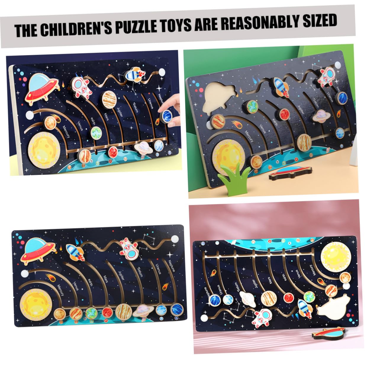 Abaodam Puzzle in Legno Solare per Bambini Pianeti Mobili, Sviluppa Riconoscimento Forme e Abilità Motorie, per Attività Prescolari di Apprendimento