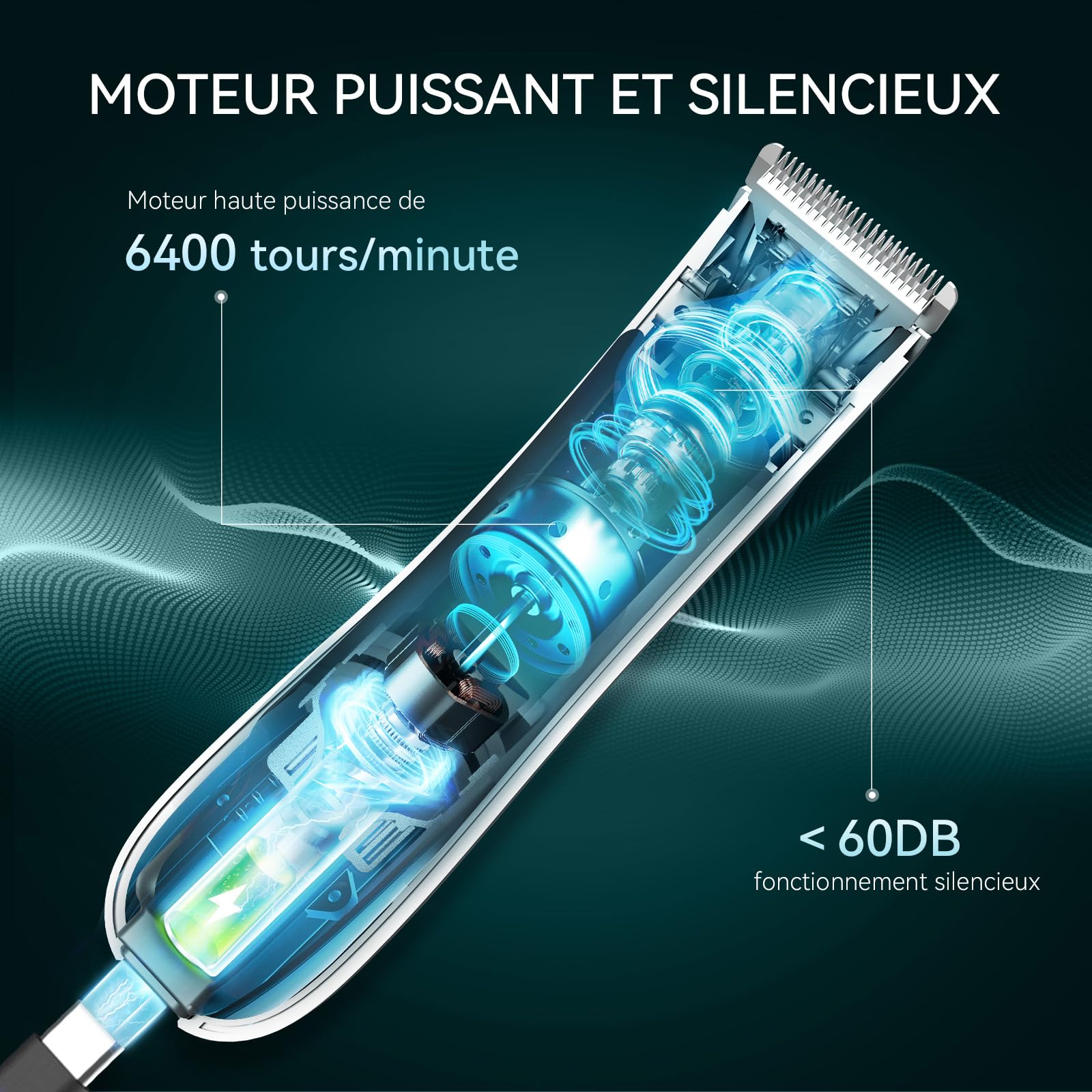 KENSEN Tondeuse Corps Homme Partie Intime Étanche IPX7 120 Min Autonomie Rechargeable avec Lumière LED et USB Charge pour Aisselles Maillot Poils Intimes Vert…