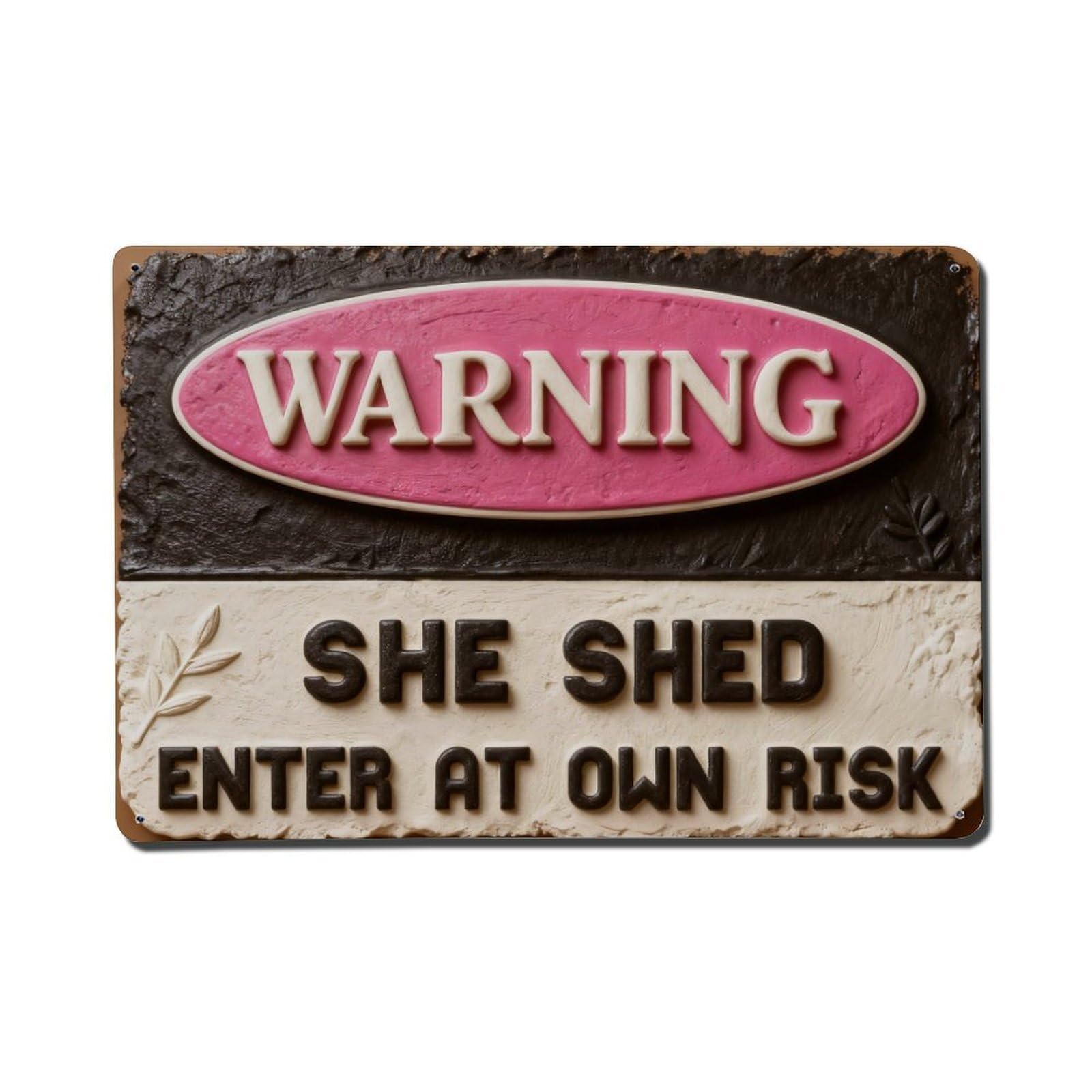 Iageret Vintage Warning She Shed Enter At Own Risk Metal Tin Sign Retro Wall Decor, Bar Garage Cafe Kitchen Home Wall Art Poster Decoration 8X12inches