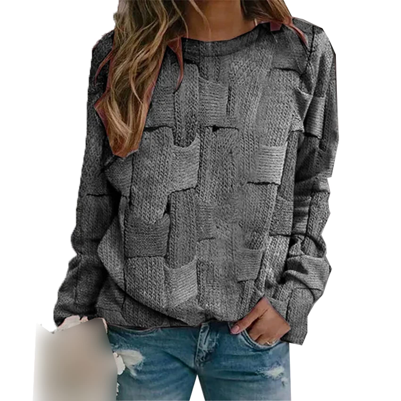 SuéTer De Manga Larga con Cuello Redondo Y Costura Estampada De OtoñO para Mujer