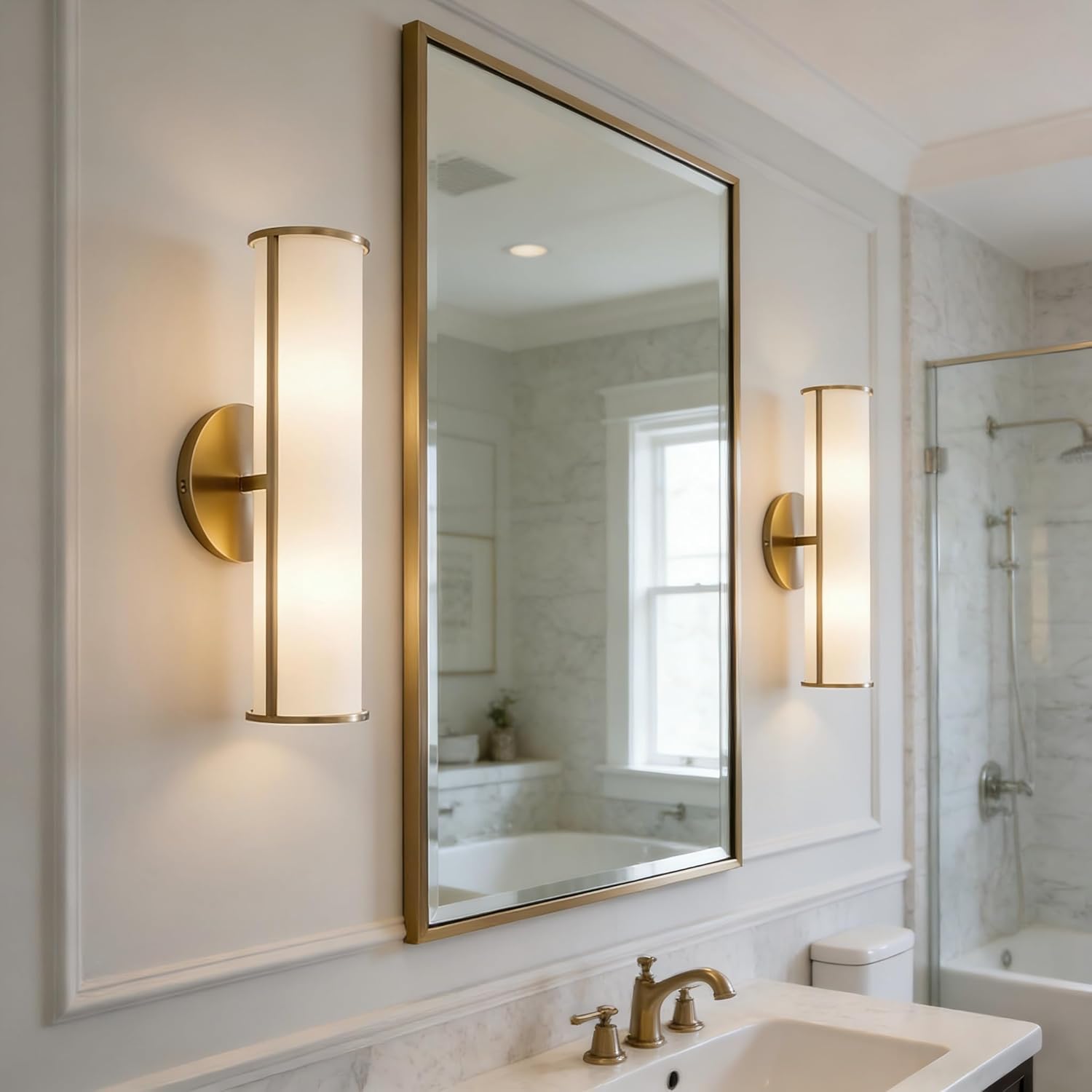 Contemporary Soft Light Linen Wall Sconce - Modern Horizontal/Vertical Vanity Light for Bedroom, Living Room, Bathroom - Hardwired (16.5" H)