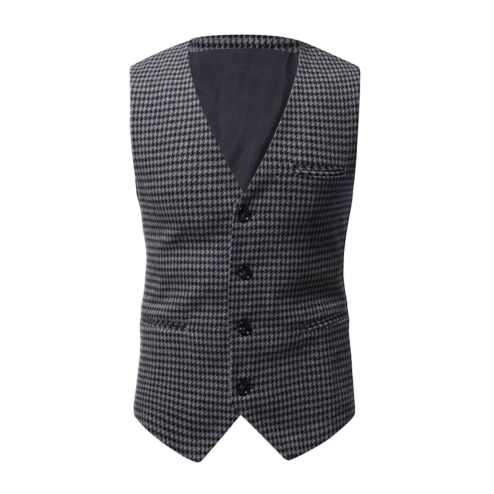 Gilet tradizionale da uomo per Oktoberfest, stile vintage, con tasche e bottoni, classico, con scollo a V, senza maniche, trapuntato, tinta unita, slim fit