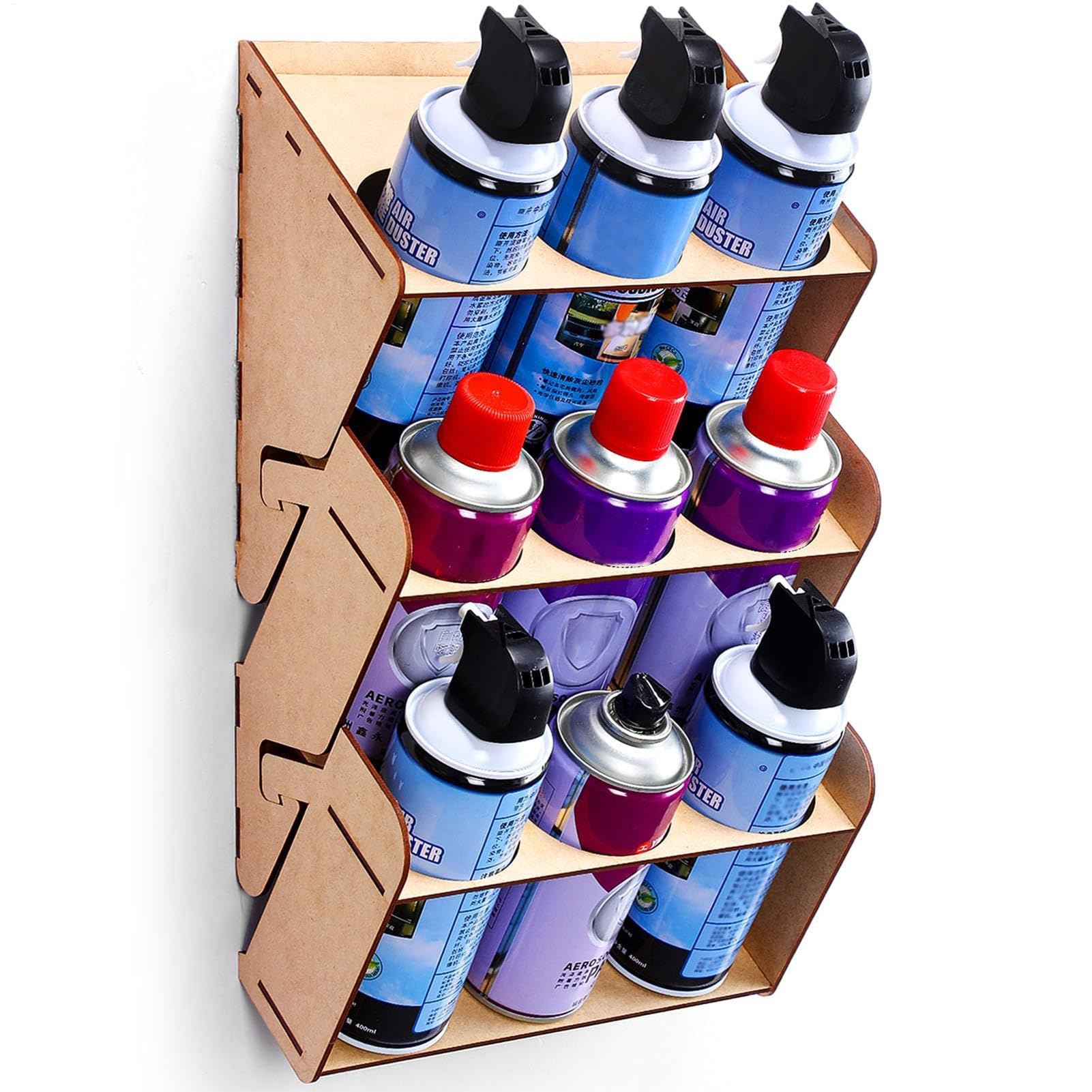 Porta Bombolette Spray, 9 Bombolette Porta Vernice In Legno, Organizzatore Per Bombolette Spray Porta Vernice Spray Montaggio A Parete Attrezzata Per Officina O Furgone, Garage