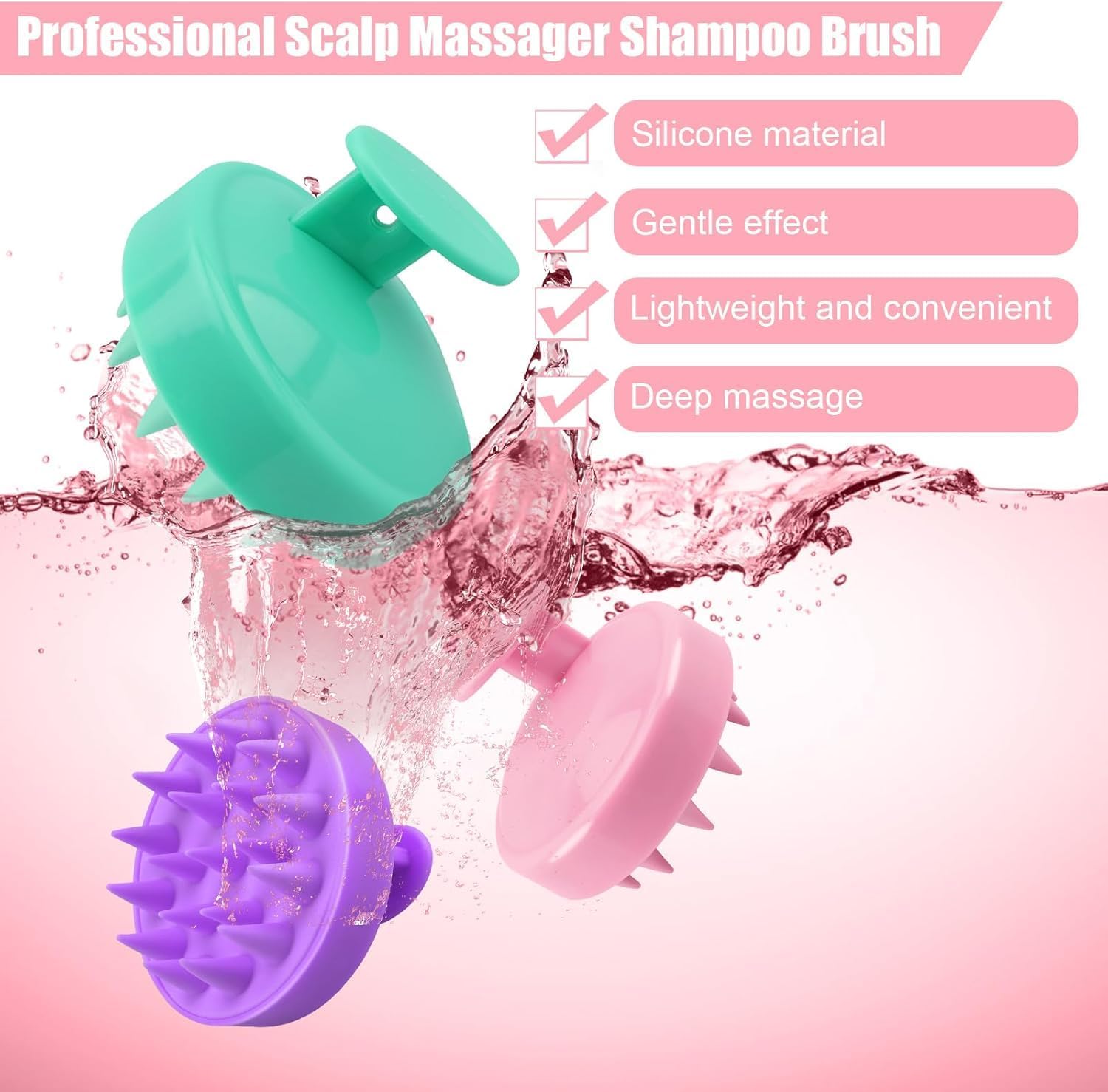 FIGMENT Soft Silicone Bath Body Brush For Men and Women, Back Scrubber, Deep Nourishing Cleansing, Exfoliation, Dirt Removal, BPA-Free, Lather Boosting Bristle, No-Slip Grip, Multicolor (Combo, 3 Pcs) - Image 7 thumbnail