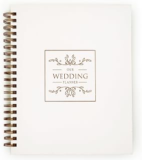 Wedding Planner Organizer Book Wedding planning Book for Bride and Wood Cover, 12 Months to the Big Day (White-A)
