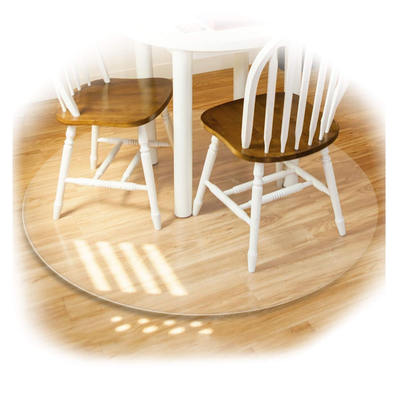 Tapis de Protection de Sol Transparent en PVC pour Table Ronde et Chaise à roulettes. Épaisseur Personnalisable : 1,0/1,5/2,0 mm. Idéal pour Les Bureaux d'ordinateur jusqu'à 120 cm