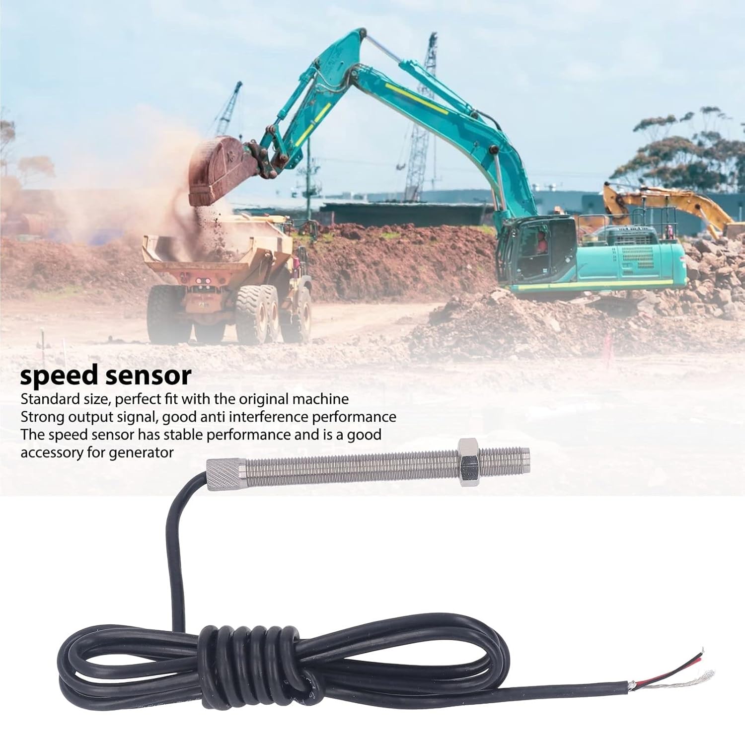 Generator Magnetic Pickup Speed Sensor, -55C to 105C, 3/8-24UNF-2A, Stainless Steel, Generator Use