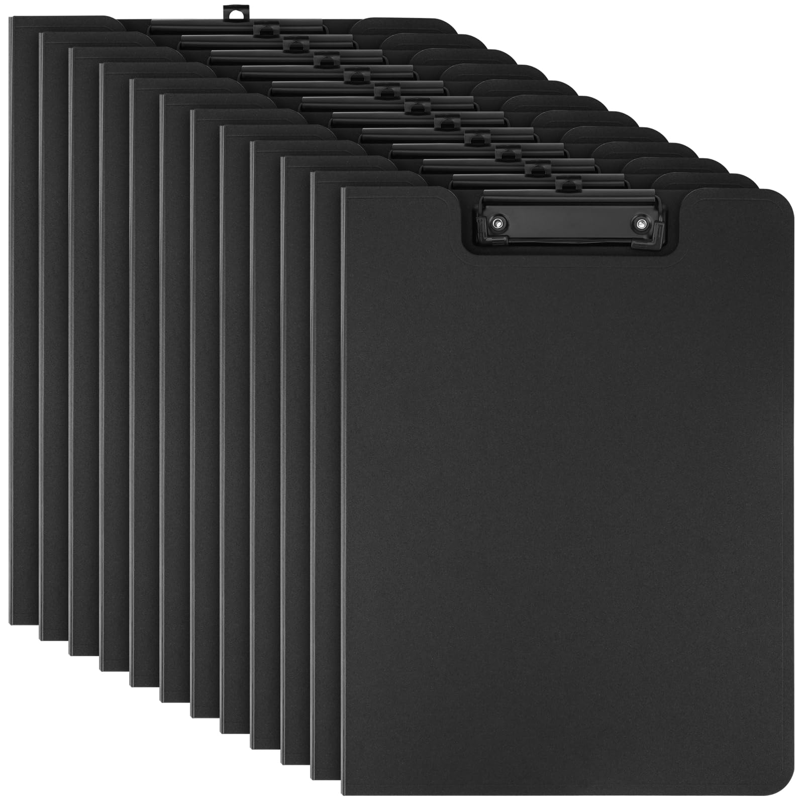 YUENPUN 12 PCS A4 Foldable Clip Board, Plastic Fold Over Clipboards, A4 Black Clipboard Folder for Office, School, Restaurant, Warehouse, 23x31.5cm