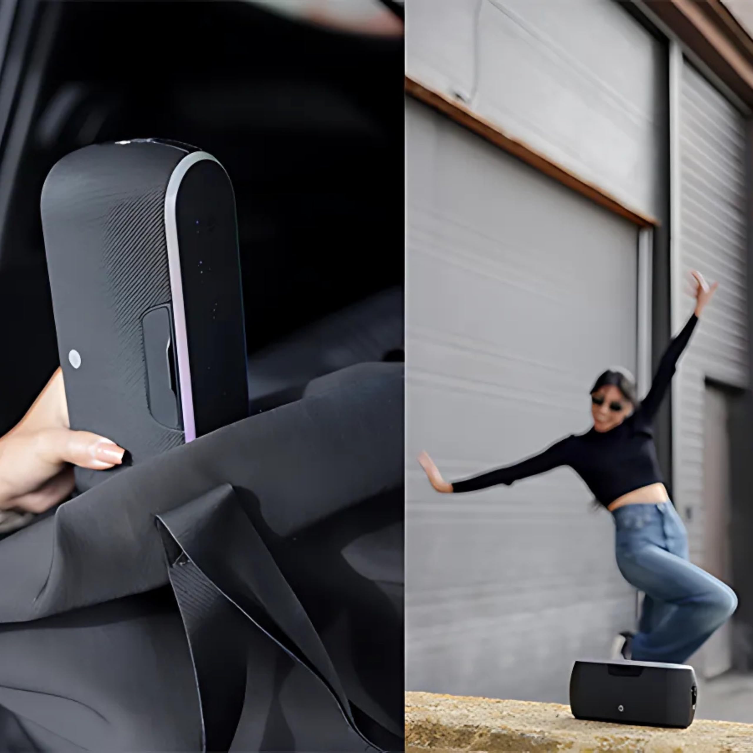 AT&T Essentials Haut-parleur Bluetooth portable 40 W - Étanchéité IPX6 - Double appariement sans fil, 15 heures d'autonomie, sangle/poignée amovible - Maison/cuisine/extérieur (noir)