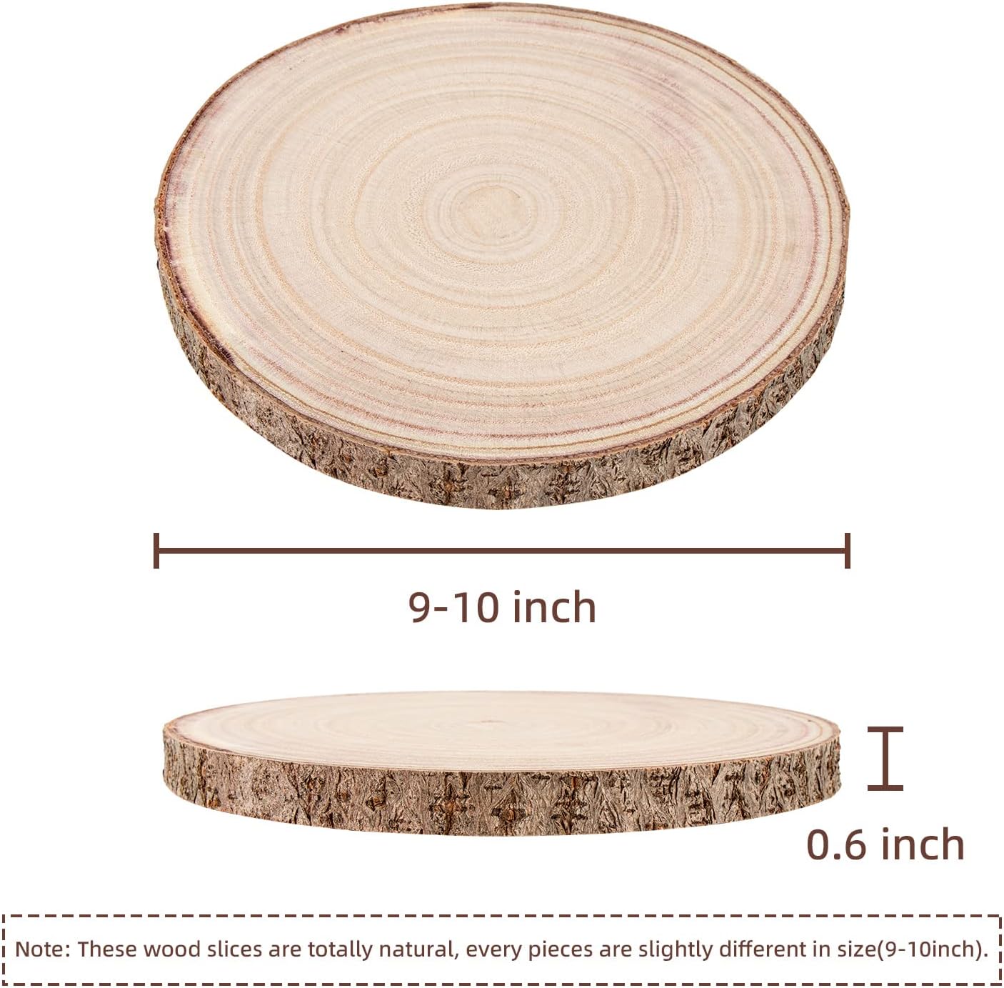 Maputune 8 Pcs 9-10 in Large Unfinished Wood Slices for Centerpieces, Natural Rustic Wooden Plate for DIY Craft, Round Wood Chips for Signage Painting Wedding Party Christmas Decor
