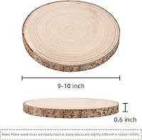 Vista 2 de Maputune 8 piezas de rodajas de madera grandes de 9-10 pulgadas sin terminar para centros de mesa, plato de madera rústica natural para manualidades