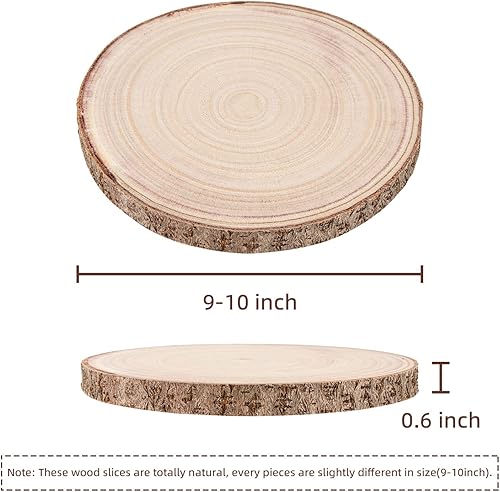 Miniatura 2 de Maputune 8 piezas de 9 a 10 pulgadas grandes de madera sin terminar para centros de mesa, placa de madera rústica natural para manualidades,