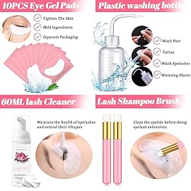 QUKLOGEN Lash Extension Kit for Beginners Lash Mannequin Head with Replaced Eyelids False Eyelashes Practice Eyelash Strips Facial Mister Tweezers Glue USB Fan Professional Set