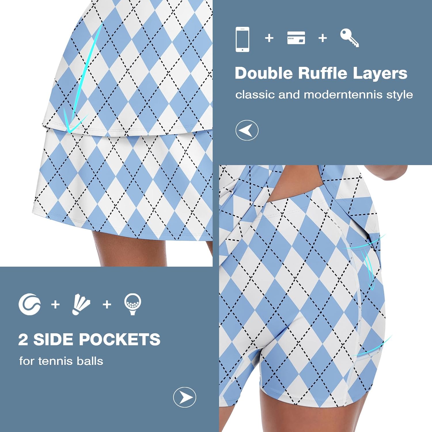 Soneven Womens Tennis Dress Sleeveless Golf Dresses with Shorts and Pockets Ruffle Sleeve Workout Athletic Dresses - Image 5