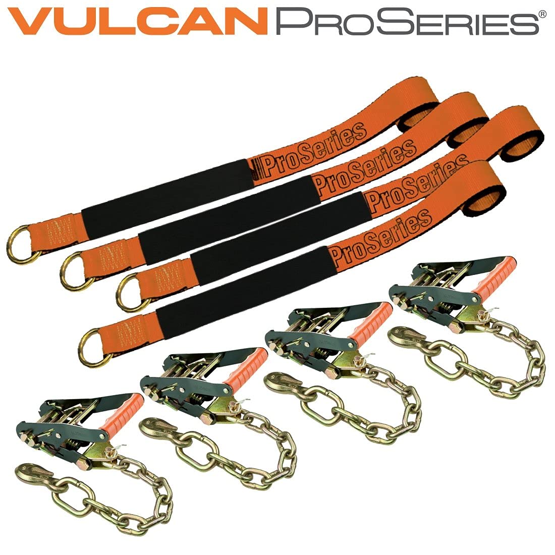 VULCAN Car Tie Down with Chain Anchors Lasso Style 2 Inch x 96 Inch