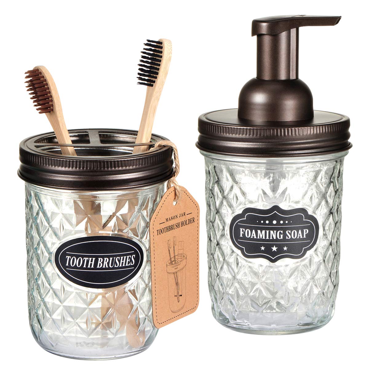 Mason Jar Bathroom Accessories Set Includes Mason Jar Foaming Hand