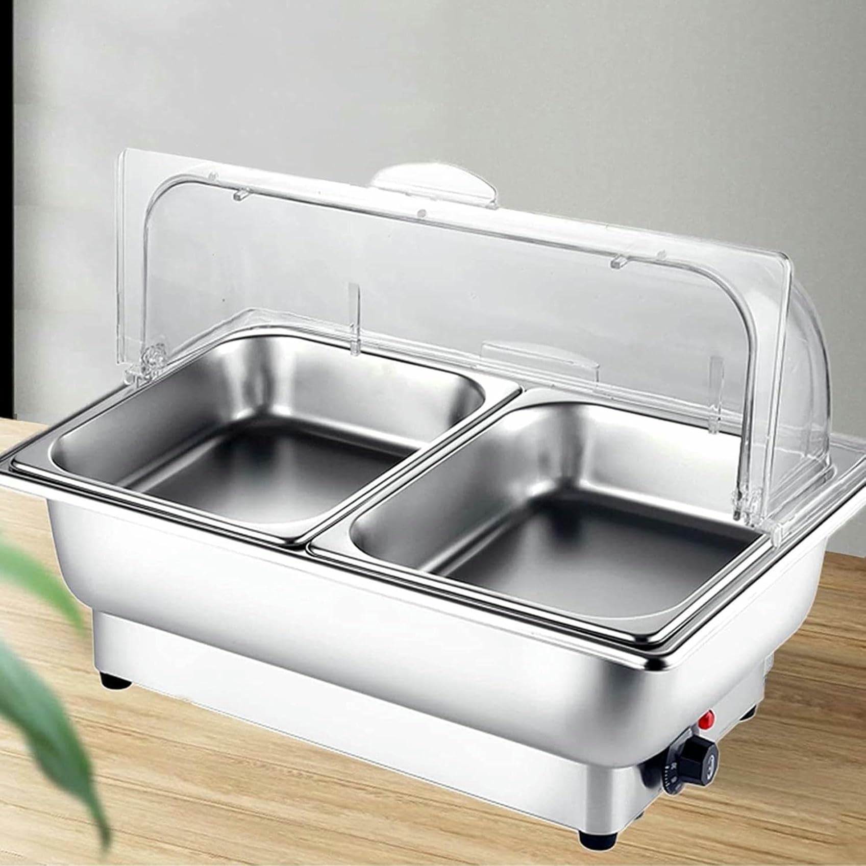 Calentador de buffet de acero inoxidable, 9 litros, ideal para catering, fiestas, hoteles, tamaño GN 1/1, perfecto para mantener la comida caliente
