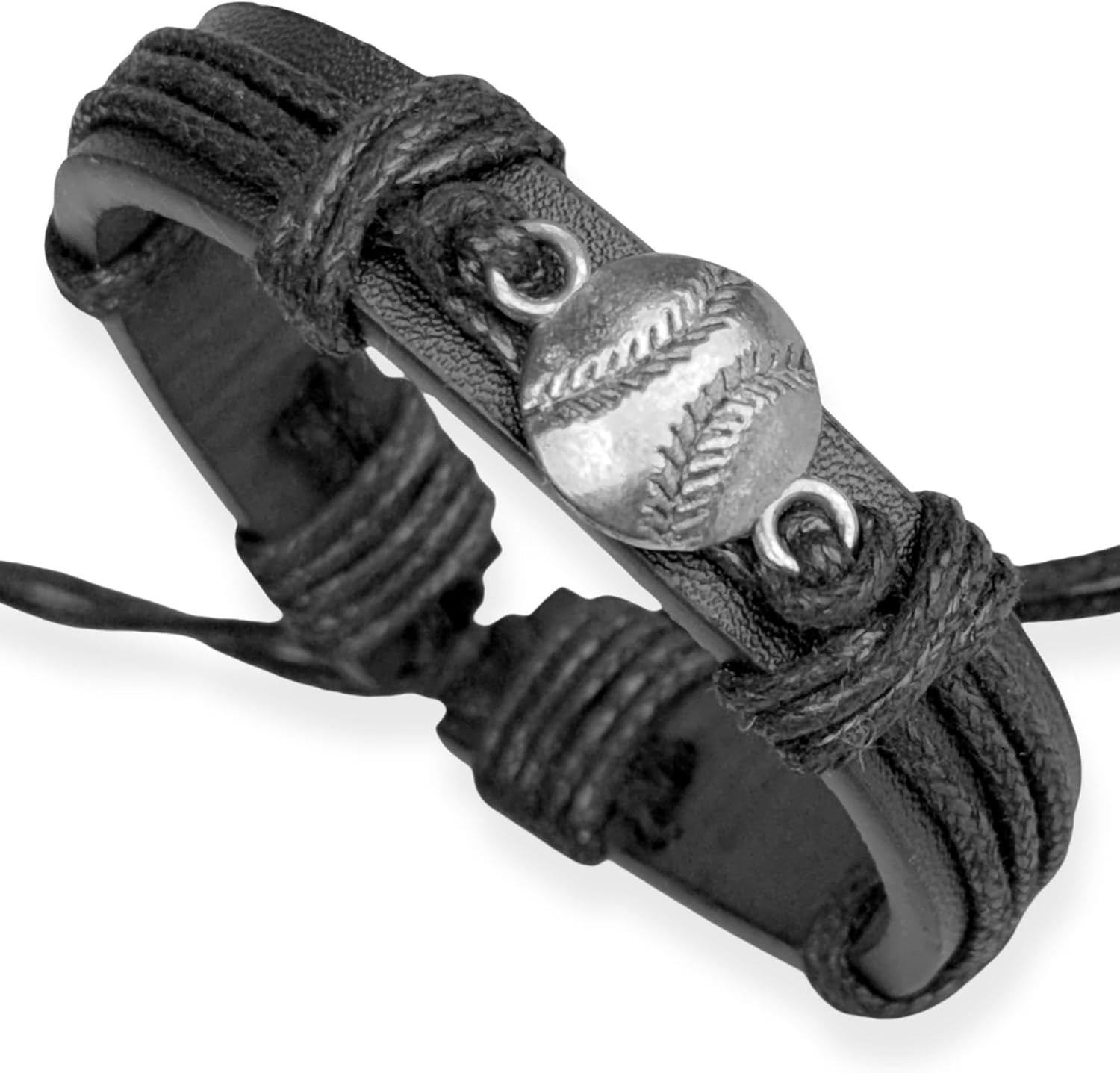 Sports Leather Wrap Bracelets for Men & Teens, Team Sport Jewelry for High School, Teenagers Charm Bracelet Adjustable Sizing